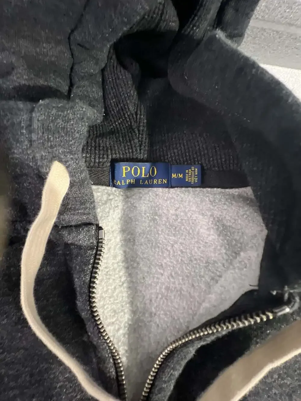 Polo Ralph Lauren Full Zip Hoodie Sweatshirt Dark Gray Heathered Men's Medium